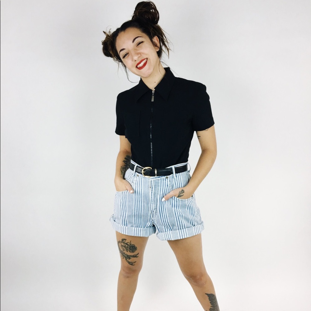 80’s Vertical Blue Striped Shorts